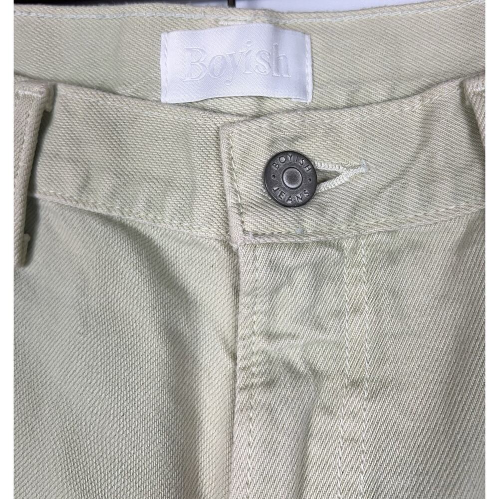 Boyish The Kirby High Rise Straight Jeans in El Cielo Green Crop Raw Hem 29 - Picture 12 of 12